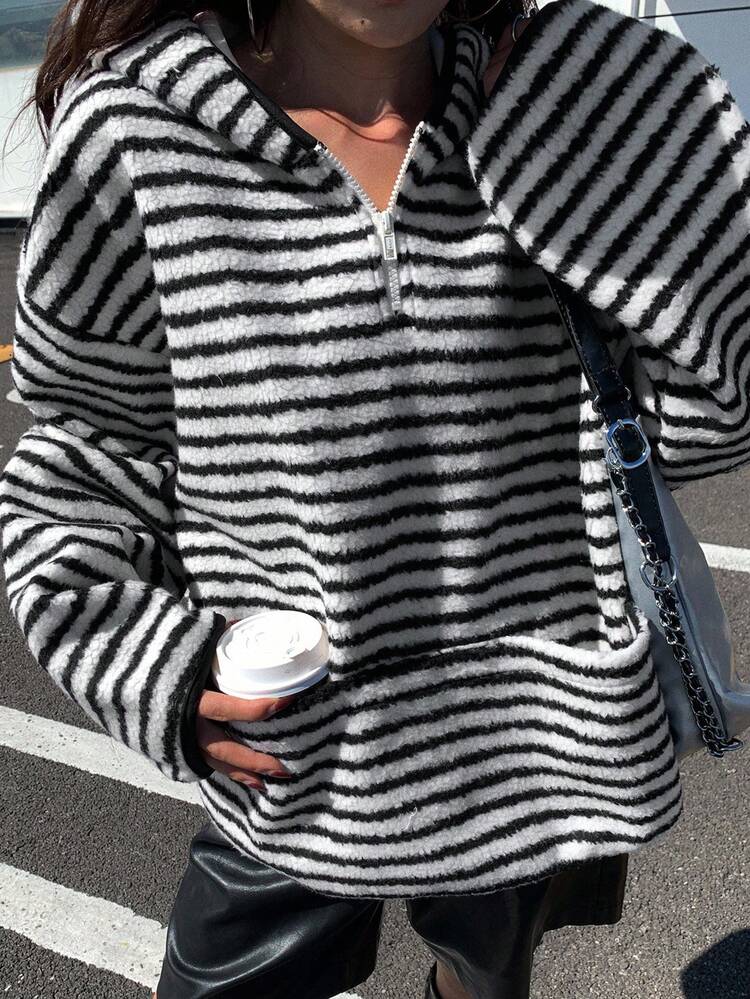 Women's Striped Casual Hoodie Sweatshirt, Autumn