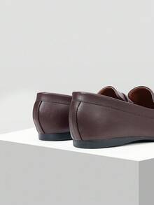 MOTF 女士 PU 皮革乐福鞋，复古英伦风，优雅奶奶平底鞋 - 咖啡棕 - 查看 6