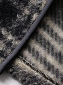 FRIFUL Women's Plaid Warm Drop Shoulder Casual Zip-Up Jacket Oversized Jacket Plaid Jacket Winter Coat Grey Jacket Checkered Jacket