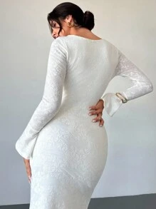 Firerie Váy đuôi cá cổ sâu thanh lịch dành cho nữ - trắng - Xem 5