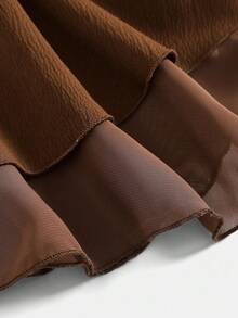 Girlism Áo hai dây xếp ly màu nâu ngọt ngào mùa hè dành cho thiếu nữ, áo crop top mùa hè, áo nơ màu nâu, áo dễ thương, áo babydoll, áo nâu, áo nữ, áo hai dây màu nâu - màu nâu - Xem 5