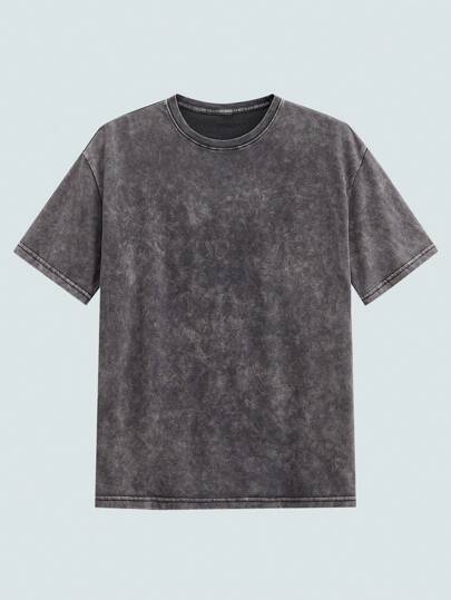  MODCRASH 男士纯色落肩休闲T恤，街头风，Emo风，图案T恤