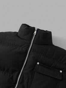 PAVTROS Veste à col montant à imprimé floral pour hommes, veste de sport décontractée ample de style rétro américain pour l'automne/l'hiver, veste matelassée , veste matelassée courte, veste matelassée noire, veste matelassée Y2k