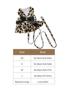 PETSIN 1 Set Pet Fashionable Leopard Print Bow Decor Harness & Leash Suit, For Cats And Dogs