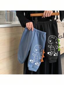 2件套男童针织可爱恐龙图案休闲裤套装 - 彩色 - 查看 7