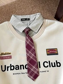 Manfinity Unisex 男士针织休闲宽松长袖保暖卫衣，时尚日常穿着 - 卡其色 - 查看 4