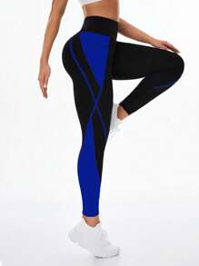 Exploreva High Waist Seamless Color Blocking Sports Leggings Yoga Women Pants