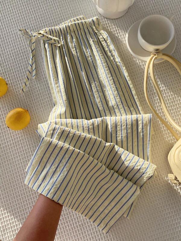 Comfortcana Pantalones a rayas rosas para mujer, de verano