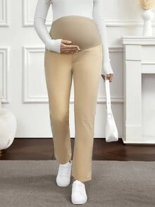 SHEIN Maternity Straight Leg Cropped Jeans, Spring/Summer - Khaki - View 5