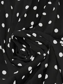 SHEIN Clasi Falda plisada con estampado de lunares de satén de talla grande - Negro - Ver 5