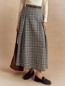 新款格纹高腰飘逸休闲长裙，百搭春秋 - 彩色 - 查看 6