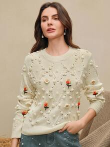 Anewsta Pull tricoté automne/hiver, design oversize doux et jeune avec motif de fruits 3D, à la mode et confortable