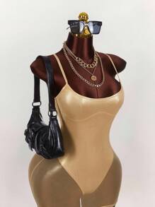 Amplova Y2K Amplova Plus Size Summer Fashionable Sexy Mesh Patchwork Spaghetti Strap Bodycon Mini Dress Metallic See-Through Fabric 2 In 1 Dress,Party Dresses For Women