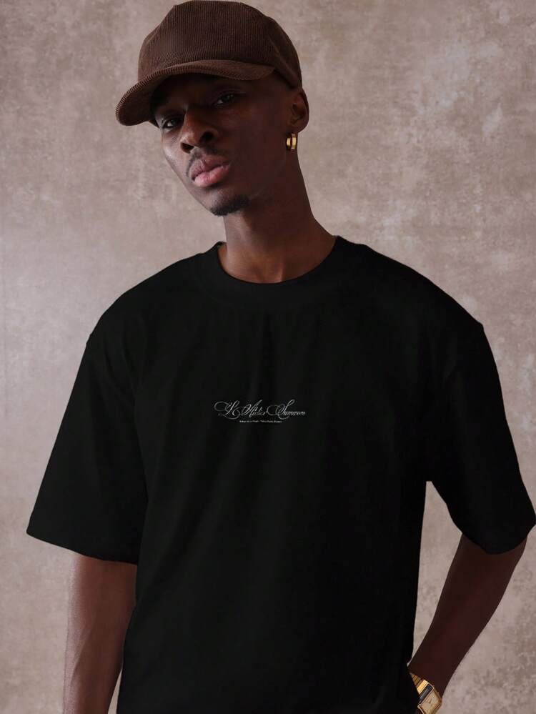 Oversized Loose Fit Cotton T-Shirt Classic Baroque Angel Design