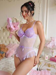 SHEIN 1pc Women's Lace Underwire Sexy Bodysuit