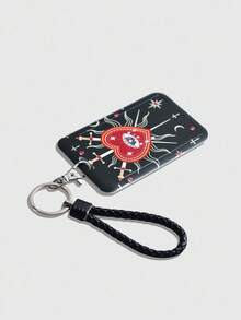 ROMWE 1pc Dark Gothic Slide Cover Card Holder, ID Card Case, Pass Case, Back To School, Halloween - Multicolor - View 2