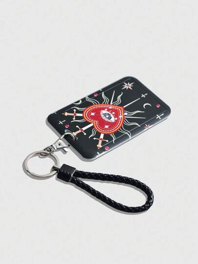 Goth 1pc Dark Gothic Slide Cover Card Holder, ID Card Case, Pass Case, Back To School, Halloween