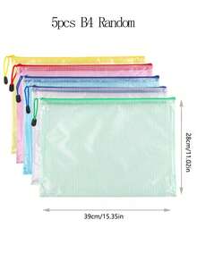 5pcs Office Transparent Storage Hand-Held Zipper Bag Student Information Bag Zipper Pocket For Sorting And Storage - Perfect For Cross-Stitch, Puzzle Games, Travel, School, Board Games And Office Supplies - Letter Size A4,Back To School - Multicolor - View 13