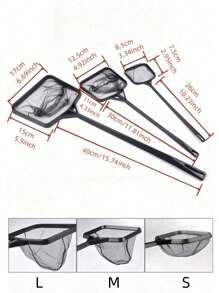 1 Stück schwarzes Fischkescher mit langem Griff, Aquarium Kescher, kleiner Haustier Fisch Schöpfkelle, Abschöpfwerkzeug, Fischernetz für Aquarium Wartung und Reinigung Zubehör - Schwarz - Übersicht 4