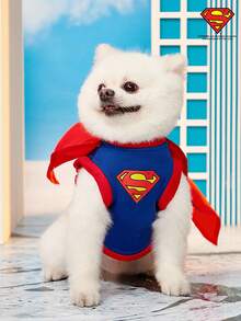 SUPERMAN X PETSIN 1pc Sleeveless Cloak COS Costume, Stylish For Cats & Dogs, Pet Vest