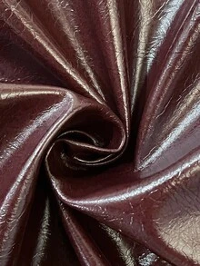 Elaquor 秋季休闲大码弹力腰PU皮裙 - 酒紅色 - 查看 7