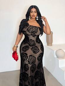 Maweii Abito da festa elegante con stampa floreale, taglie comode - nero - Visualizzare 2