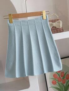 SHEIN Genkimix Kids 青少年女孩两件套针织套装，可爱 3D 蝴蝶结毛衣搭配百褶裙，可爱优雅，冬季