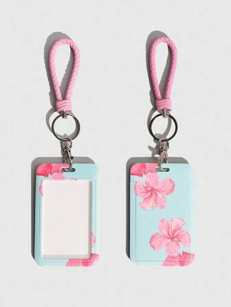 Fairycore غطاء زلاجي لحامل البطاقة بنمط زهري، علبة بطاقة الهوية للعودة إلى المدرسة، قطعة واحدة