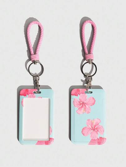 Fairycore 1 Stück süße Karten-Hülle mit Schiebeverschluss und Blumenmuster, Ausweishülle für Schule