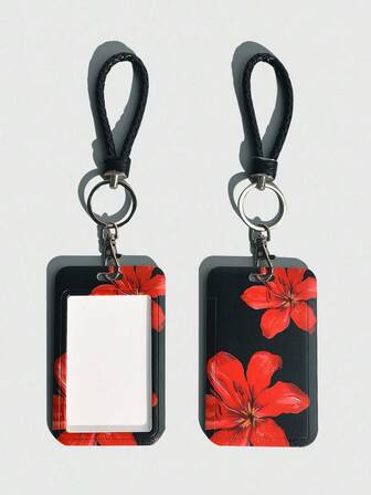 Fairycore 1 pieza Portaidentificación con cubierta deslizante y diseño de flor de lirio, de vuelta a la escuela