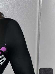 SHEIN ICON 女式秋季时尚街头时尚字母印花撞色滚边立领长袖修身迷你连衣裙 - 紫色 - 查看 6