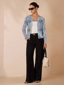 Shutterstock Glamance 女士亮片装饰休闲夹克，轻便外套，适合秋季亮片夹克女夏季夹克女 - 彩色 - 查看 3