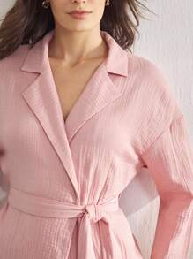 Ocili Leisure Women's Soft 100% Cotton Dual Layer Mesh Robe, Sleepwear ChicAutumn - Pink - View 4