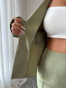 Elenzga 优雅束腰套装，时尚通勤喇叭修身裤，节日/约会装，独立日，女教师装