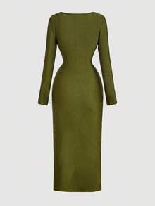 SHEIN MOD Einfarbiges langes Kleid mit asymmetrischem Ausschnitt und geraffter Drehung