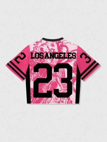 Prep Herren Lässig #23 Muster V-Ausschnitt Kurzarm T-Shirt