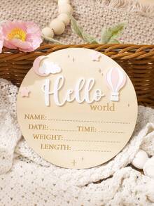 SHEIN Newborn Baby Milestone Wooden Plaque, "Hello World" Birth Announcement Sign Fall Winter - Multicolor - View 6