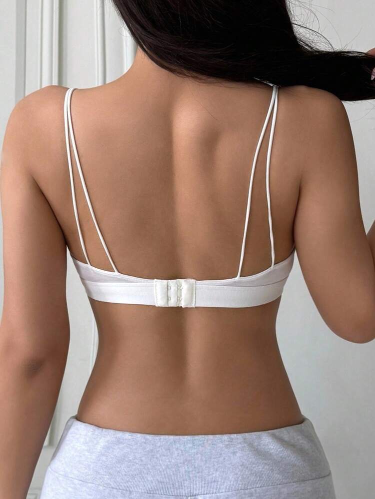 Solid Color Spaghetti Strap Slightly Gathered Women's Bra Lingerie For Women