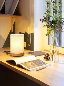 1 件装复古布艺夜灯，带木质底座，暖光创意浪漫台灯，适合房间装饰