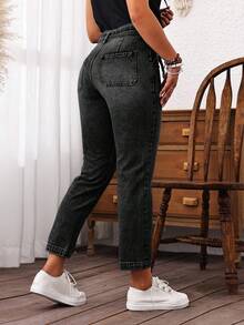 EMERY ROSE Quần denim thường ngày cỡ lớn cho nữ - màu đen - Xem 2