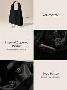 GLOWMODE 25L Commuter Carry Elastic Strap Large Storage Snap Button Messenger Bag Daily Casual - Black - View 5