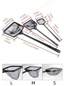 1 Stück schwarzes Fischkescher mit langem Griff, Aquarium Kescher, kleiner Haustier Fisch Schöpfkelle, Abschöpfwerkzeug, Fischernetz für Aquarium Wartung und Reinigung Zubehör - Schwarz - Übersicht 2