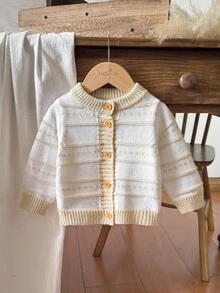 Vintaside Kids Chaqueta de punto de bebé niño con bloques de color y rayas, para otoño/invierno