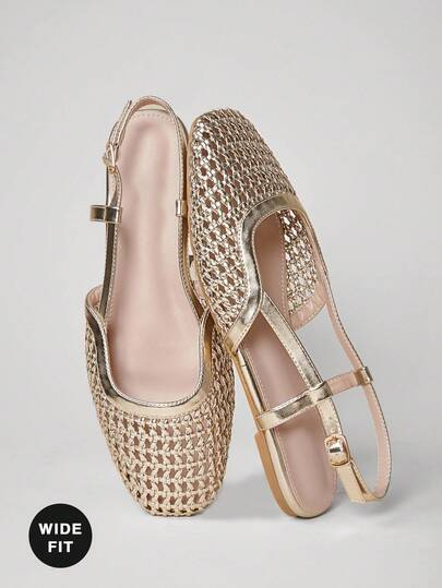 SHUZIA Women's Wide-Fit Round Toe Comfort Brained Soft PU Slip On Flats