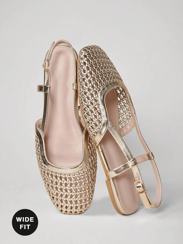 SHUZIA Women's Wide-Fit Round Toe Comfort Brained Soft PU Slip On Flats