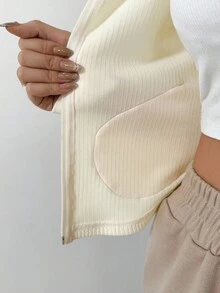 Celisse Chaqueta con capucha de mujer con bolsillo pequeño y textura, de diseño moderno - Albaricoque - Ver 5