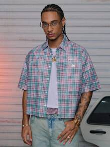 AXEPEAK Assorted Sizes Street Style Turndown Collar Short Sleeve Loose Fit Digital Print Men Shirt