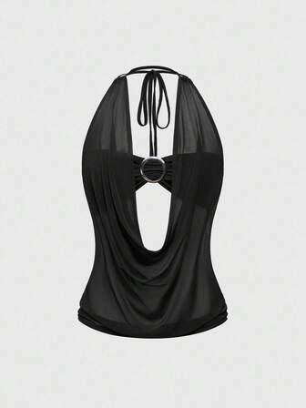 Hippie Top sin tirantes de estilo callejero con cuello profundo y espalda descubierta, estilo retro Y2K (incluye forro de top tubo)