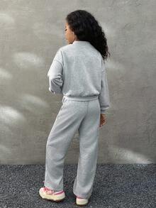 Coolane Kids 2 pezzi Set giacca casual e pantaloni grigi per ragazze pre-adolescenti, autunnale