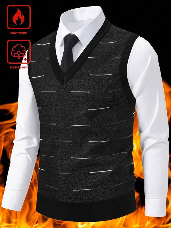 Calvornis Chaleco de punto con forro polar para hombre, para otoño/invierno